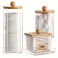 🤍 Bathroom Apothecary Storage Set – Cotton Ball & Swab Organizer (3-Piece Set)