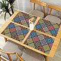 🌿🤍 Boho Mandala Placemats – Mexican-Inspired Geometric Table Mats (Set of 4)