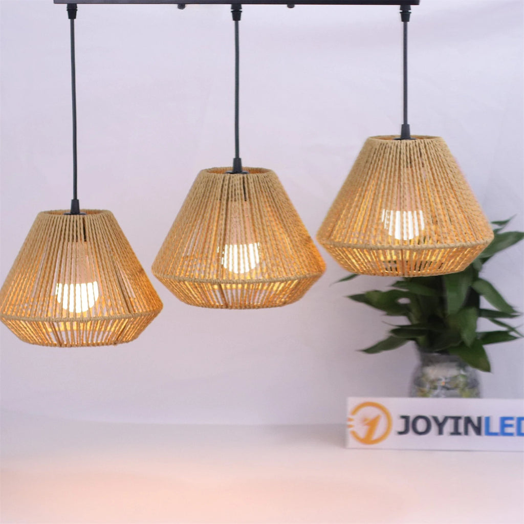 🌿✨ Boho Woven Pendant Lamp – Handcrafted Hemp Rope Hanging Light