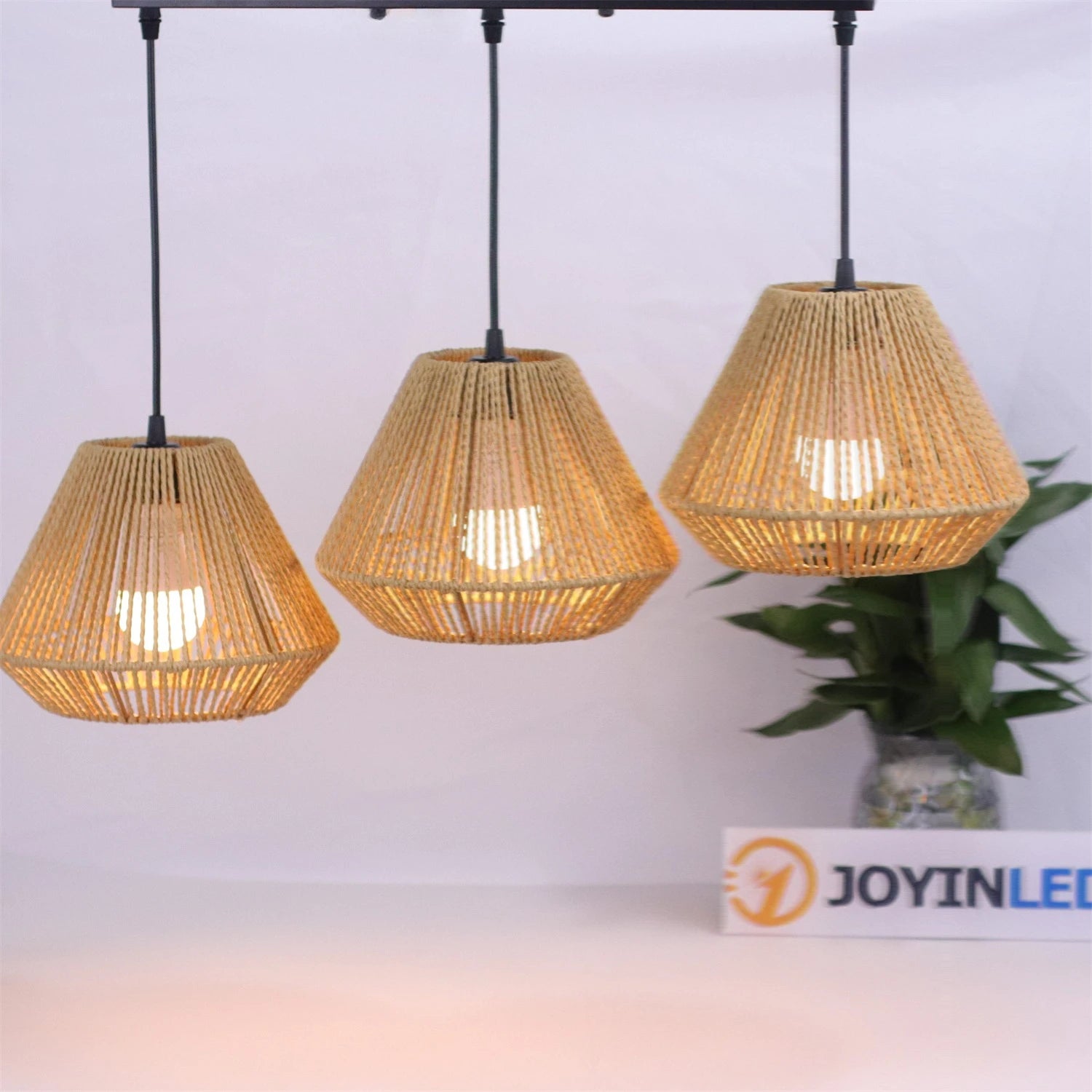 🌿✨ Boho Woven Pendant Lamp – Handcrafted Hemp Rope Hanging Light