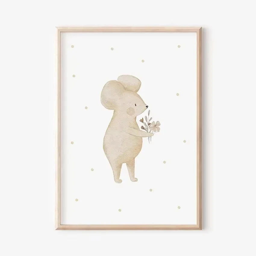 🐰🐻🐝🌸 Boho Friends Wall Art –  Animal Nursery Canvas Print