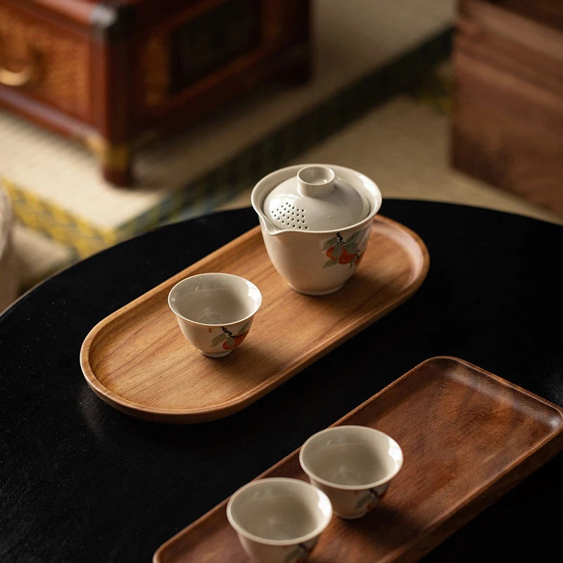 🌿 Artisan Wooden Serving Tray – Japanese-Inspired Snack & Dessert Board