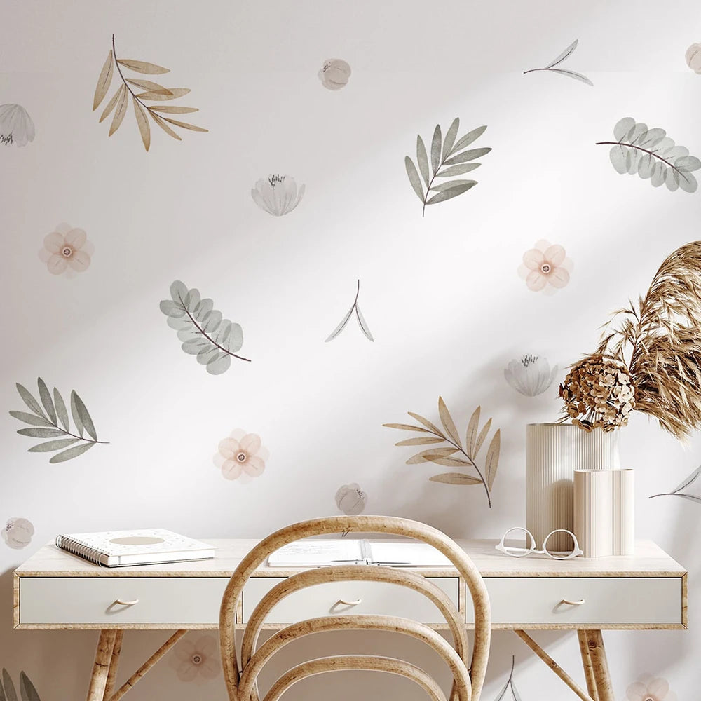 🌿🍃 Boho Botanical Leaf Wall Decals – Peel & Stick Nursery & Bedroom Wall Art