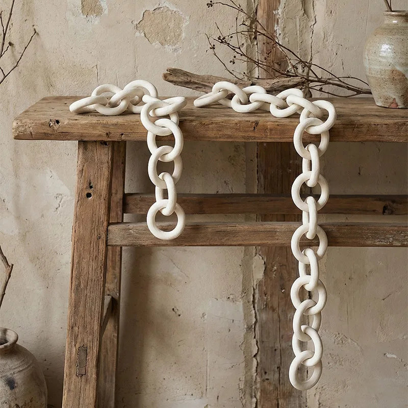 Decorative Ceramic Chain Link Accent – Modern Farmhouse & Boho Décor