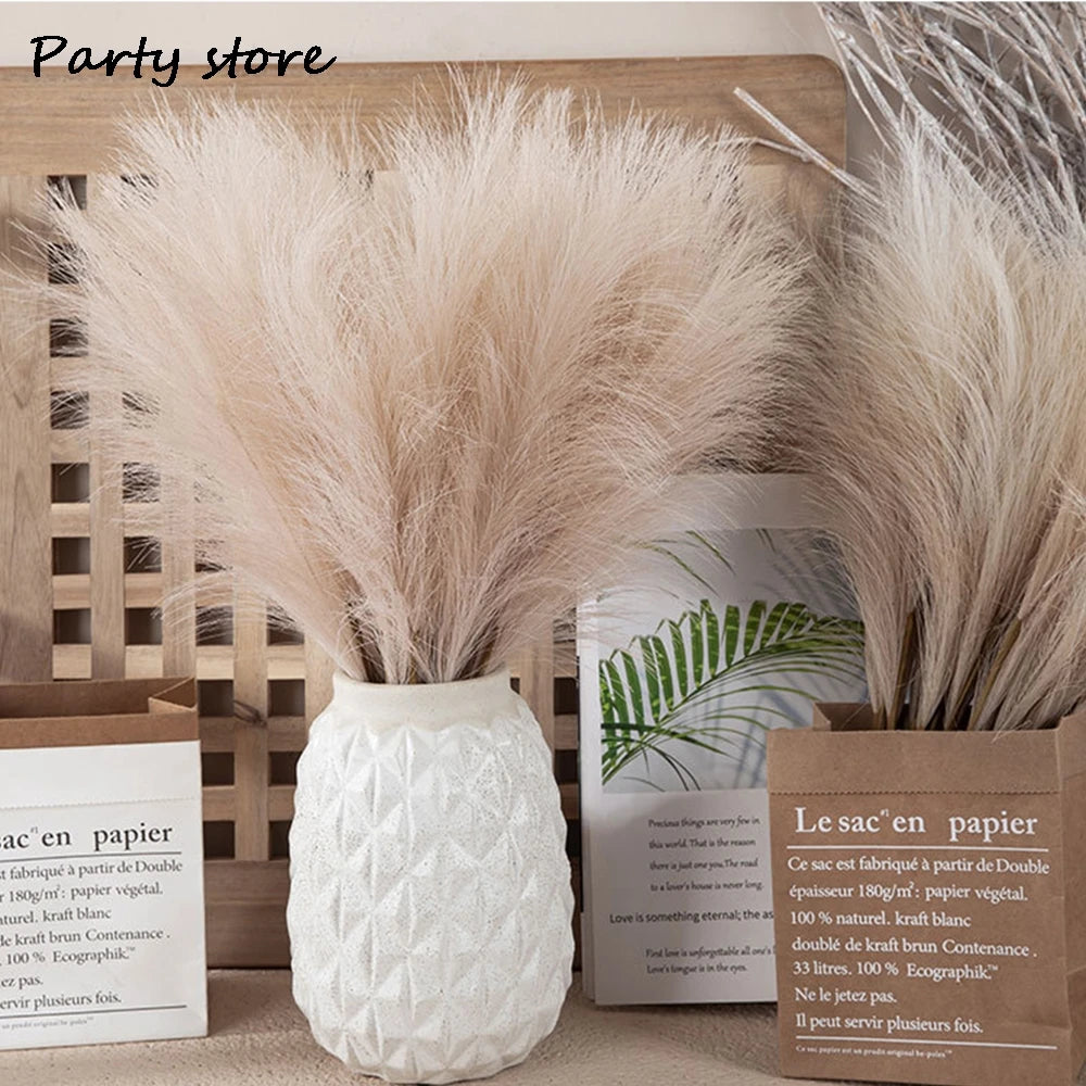 Faux Pampas Grass Stems – Boho Floral Home Décor (Set of 100)
