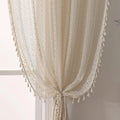 🌿🤍 Boho Tassel Sheer Curtains – Vintage Geometric Voile Window Panels