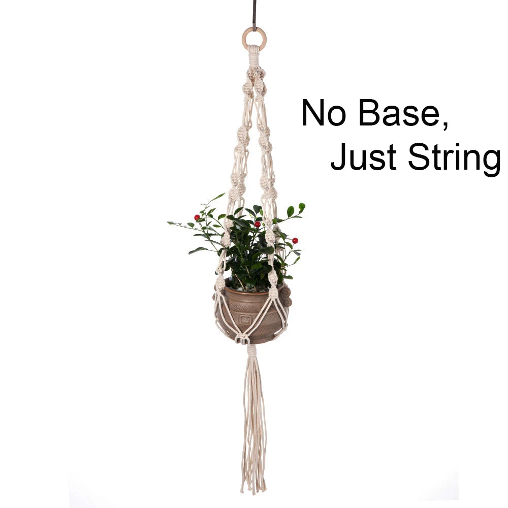 🌿🪴 Boho Macramé Plant Hanger – Handwoven Cotton Rope Hanging Planter