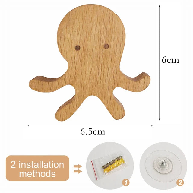 🌿 Woodland Animal Wall Hook – Decorative Wooden Coat & Key Holder