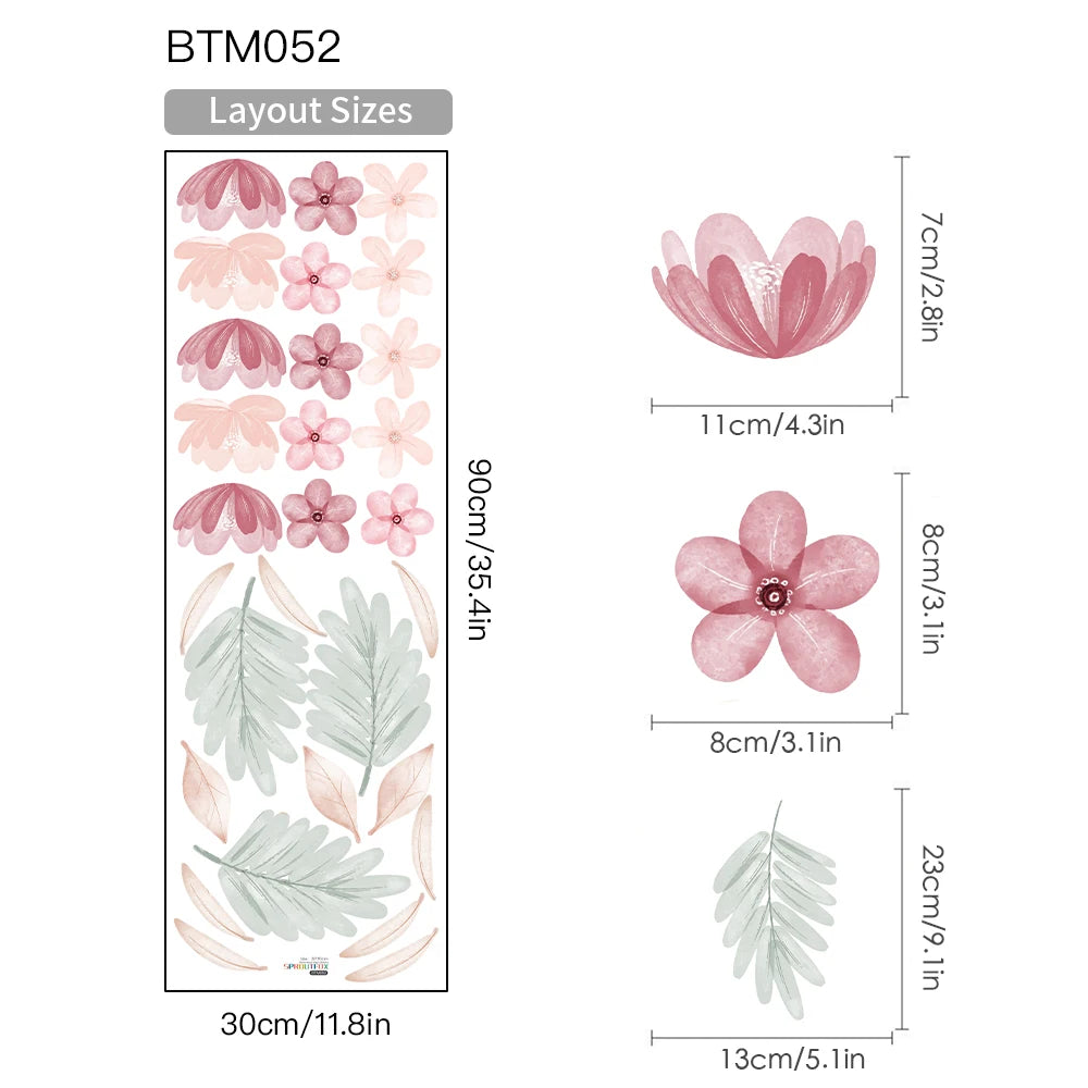 🌿🍃 Boho Botanical Leaf Wall Decals – Peel & Stick Nursery & Bedroom Wall Art
