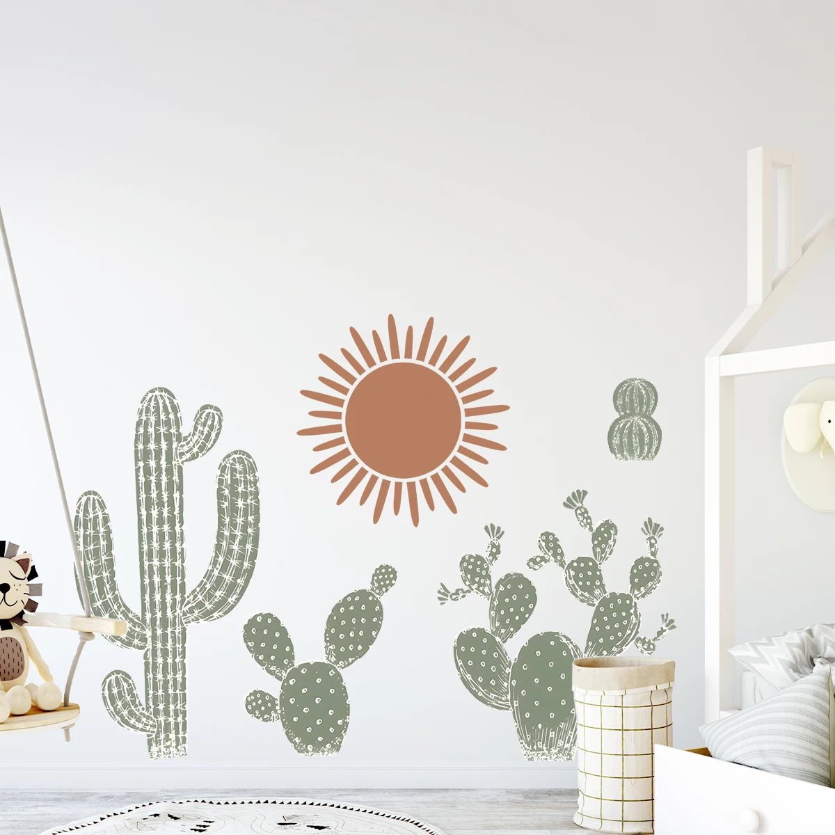 🌵🤍 Boho Cactus Wall Decals – Removable Nursery & Kids Room Wall Art
