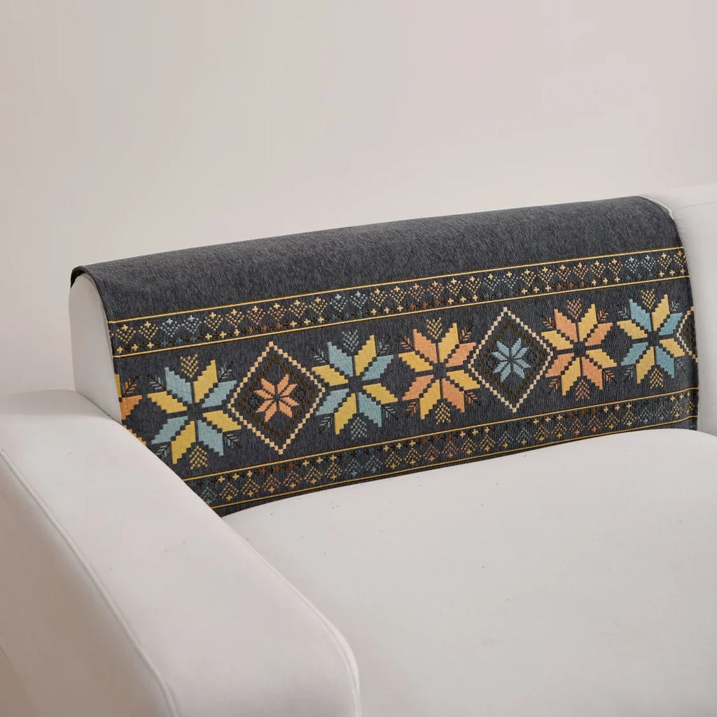 🛋️🌿🤍 Boho Jacquard Chenille Sofa Cover – All-Season Couch Throw & Furniture Protector
