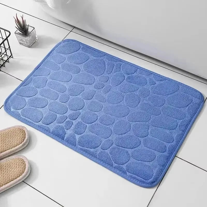 Cobblestone Memory Foam Bath Mat – Plush Velvet Non-Slip Floor Rug