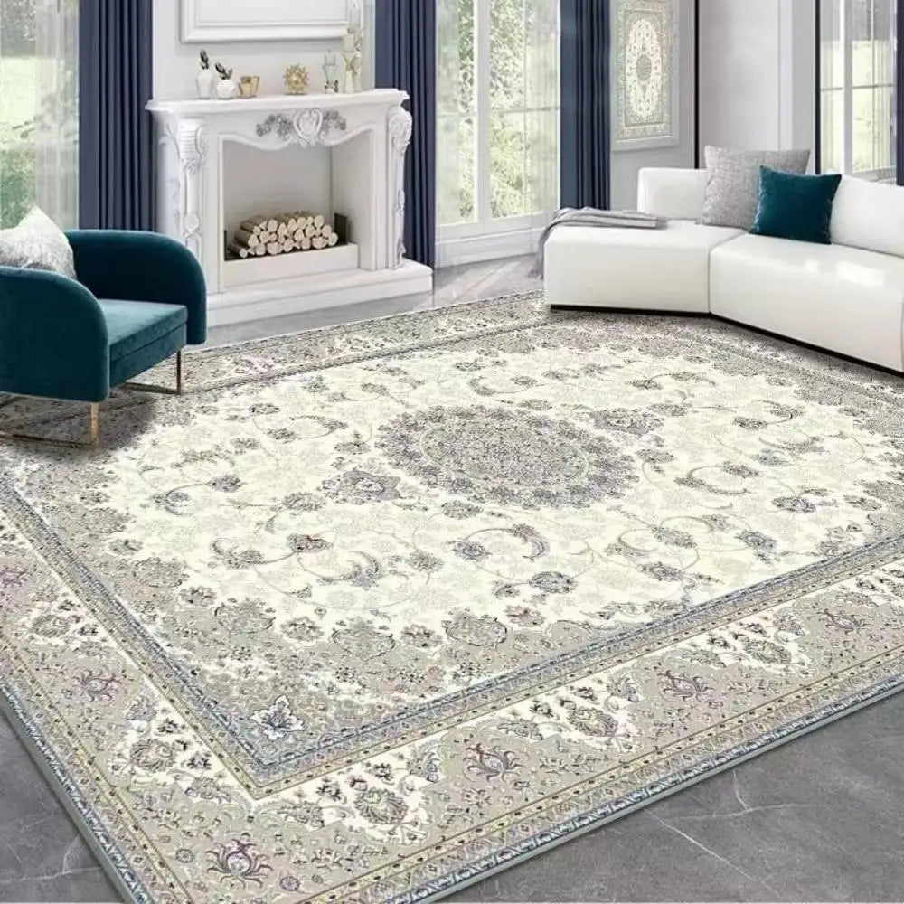 🌿🤍 Boho Vintage Crystal Velvet Area Rug – Soft Modern Living Room Carpet