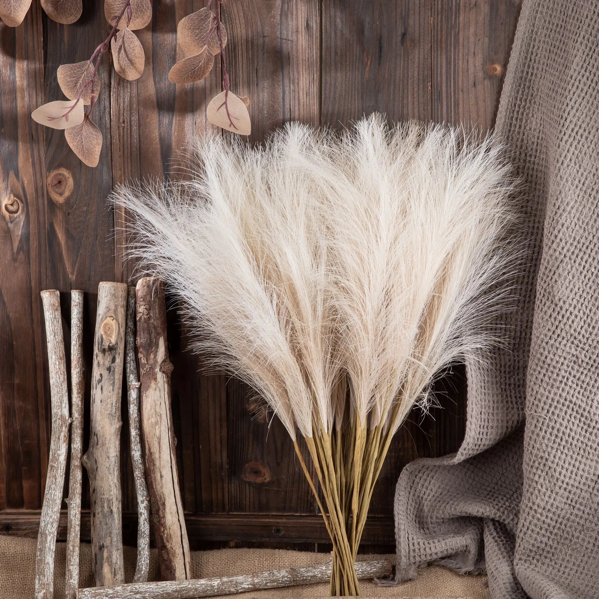 Faux Pampas Grass Bouquet – Boho Vase Filler & Farmhouse Home Décor