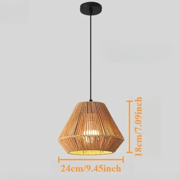 🌿✨ Boho Woven Pendant Lamp – Handcrafted Hemp Rope Hanging Light