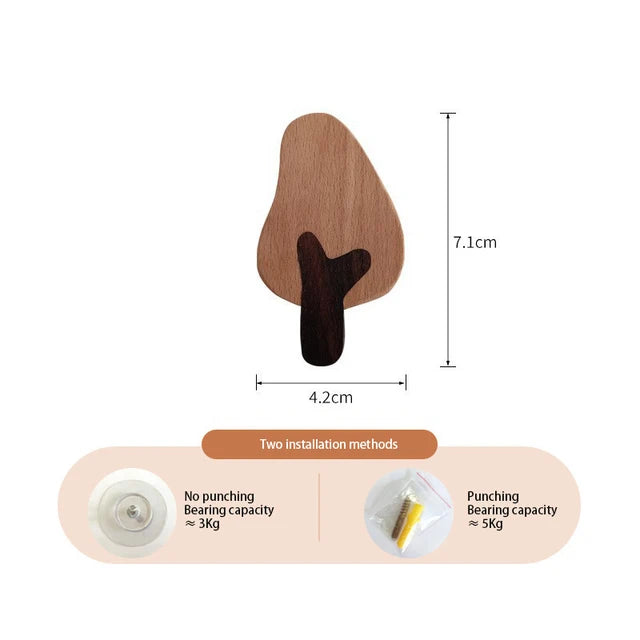 🌿 Woodland Animal Wall Hook – Decorative Wooden Coat & Key Holder