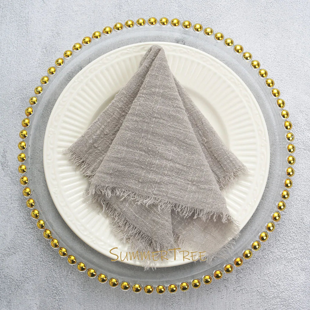 🌿🤍 Boho Cotton Gauze Napkins – Reusable Textured Table Linens (Set of 24)