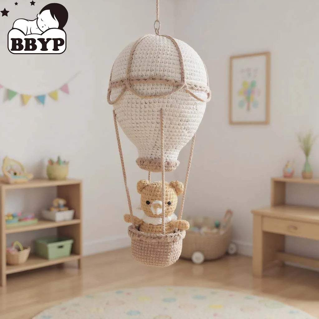 🎈☁️🤍 Boho Crochet Hot Air Balloon Wall Hanging – Handmade Nursery Décor