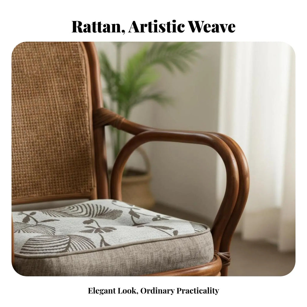 360° Swivel Rattan Accent Chair – Boho Cane Lounge Chair