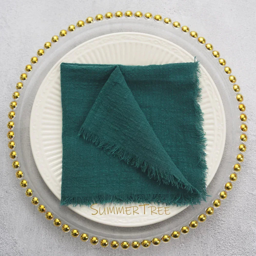 🌿🤍 Boho Cotton Gauze Napkins – Reusable Textured Table Linens (Set of 24)