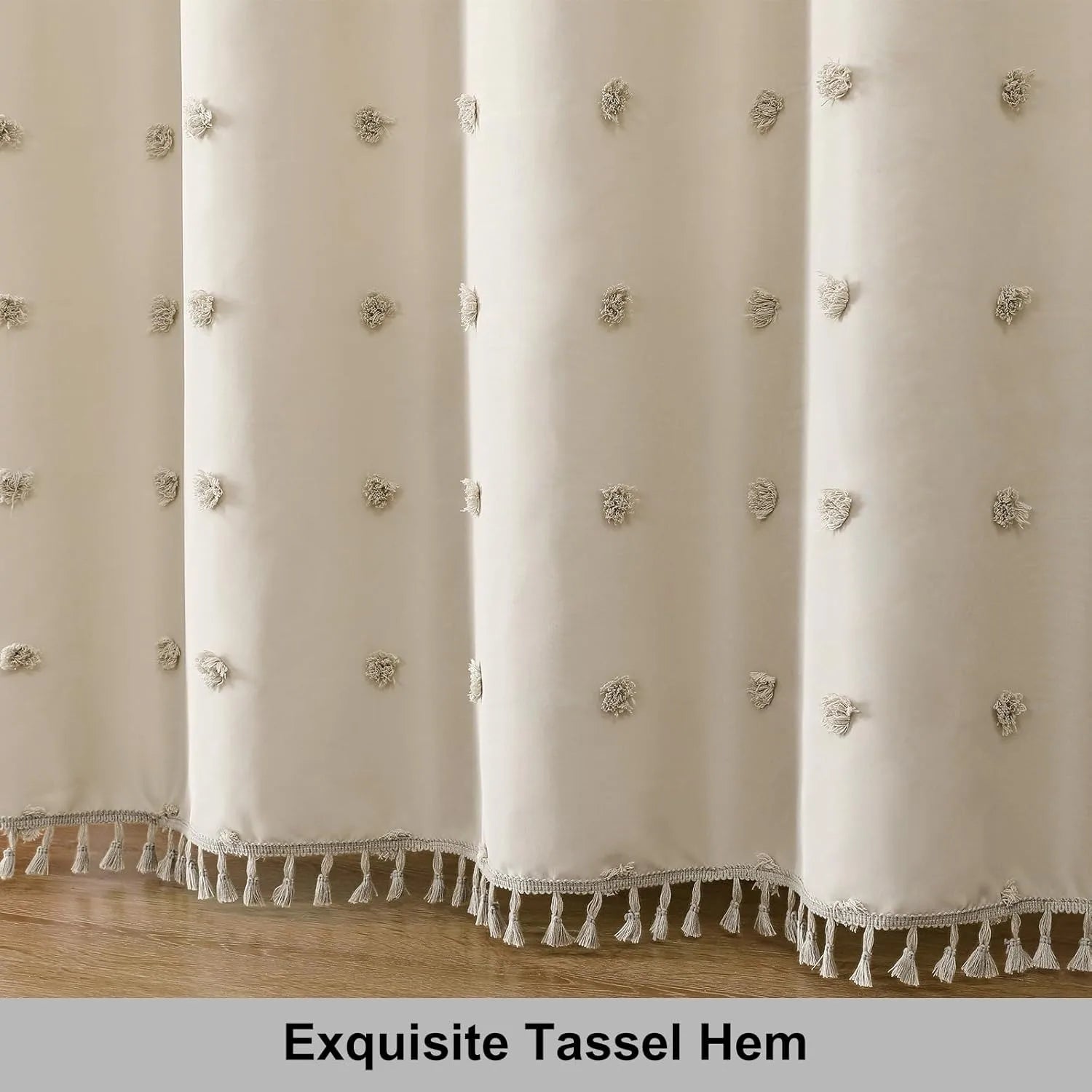 🚿🤍 Boho Polka Dot Shower Curtain – Modern Farmhouse Bathroom Décor Set