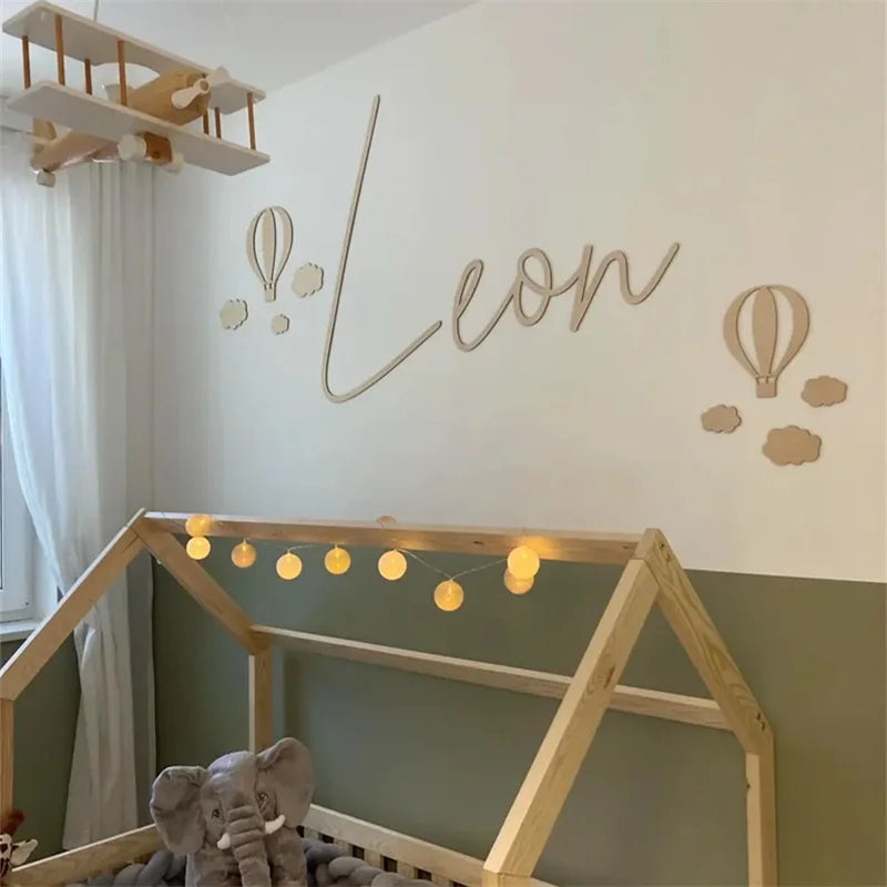 ☁️🎈 Wooden Hot Air Balloon Wall Décor Set – Nursery & Kids Room Wall Art (13 Pieces)