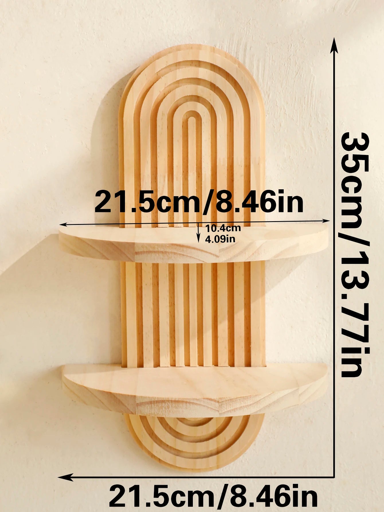 🌿 Boho Geometric Wall Shelf – Natural Wood Floating Display Shelf