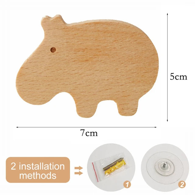 🌿 Woodland Animal Wall Hook – Decorative Wooden Coat & Key Holder