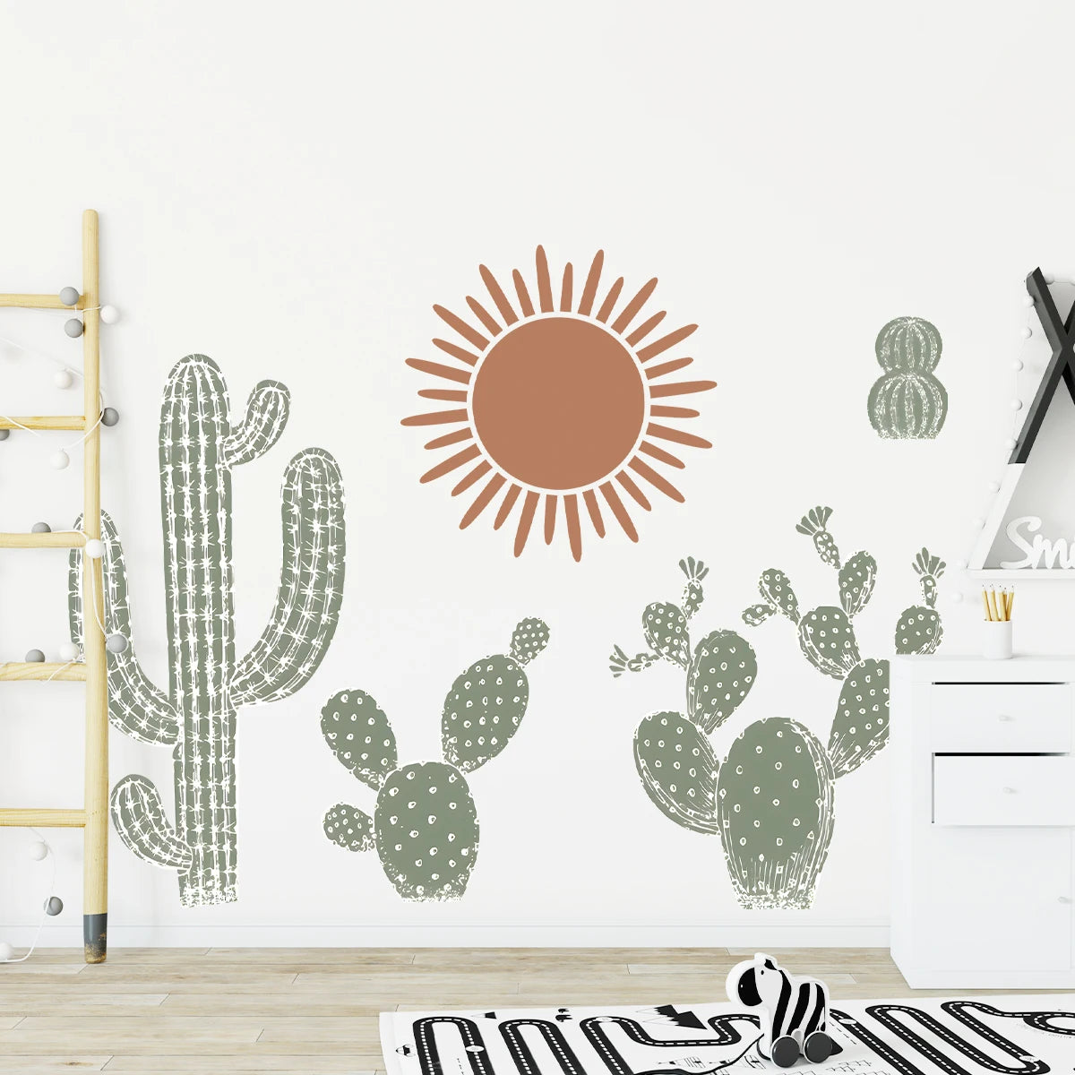 🌵🤍 Boho Cactus Wall Decals – Removable Nursery & Kids Room Wall Art