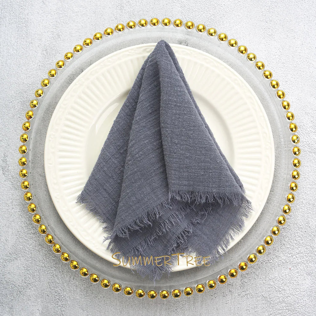 🌿🤍 Boho Cotton Gauze Napkins – Reusable Textured Table Linens (Set of 24)