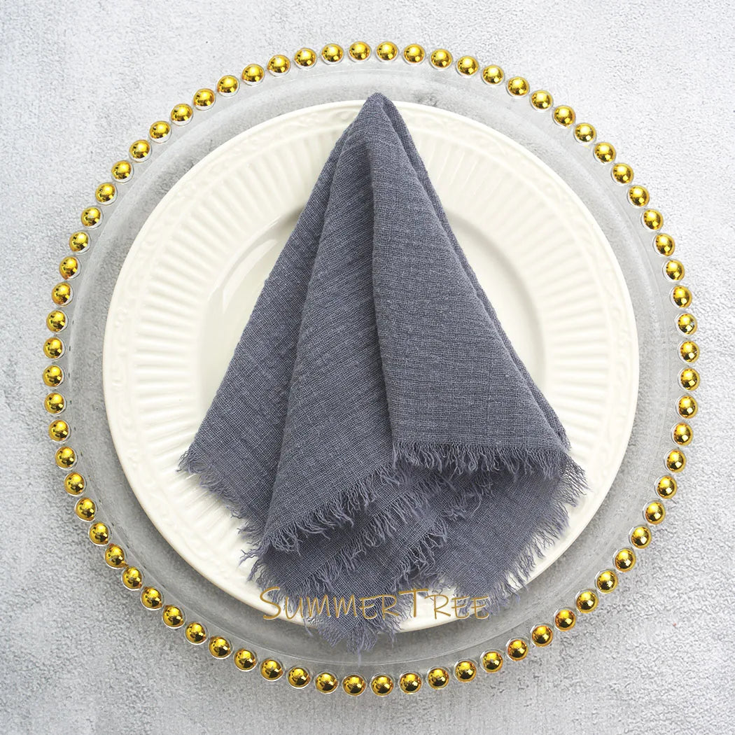 🌿🤍 Boho Cotton Gauze Napkins – Reusable Textured Table Linens (Set of 24)