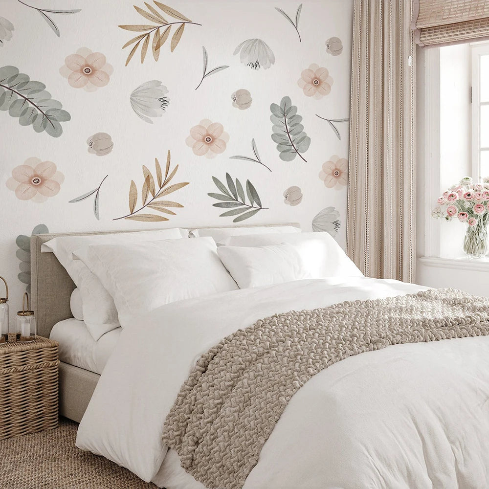 🌿🍃 Boho Botanical Leaf Wall Decals – Peel & Stick Nursery & Bedroom Wall Art