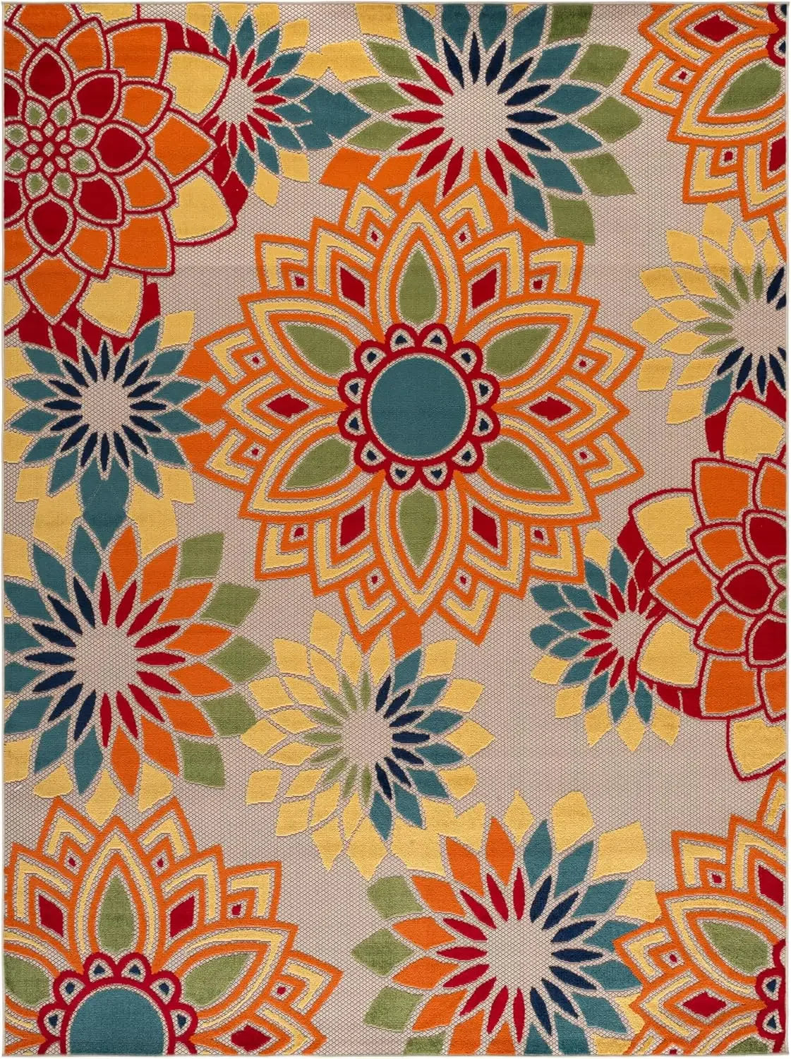 🌿🧡 Boho Cabana Outdoor Area Rug – Washable Patio & Indoor Accent Carpet