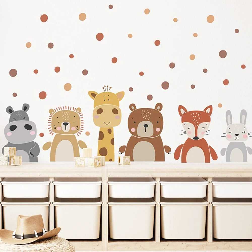 🦒🐻🤍 Boho Animal Wall Decals – Peel & Stick Nursery Animal Wall Art