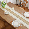🌿🤍 Boho Linen Table Runner – Rustic Macramé Tassel Dining Table Linen