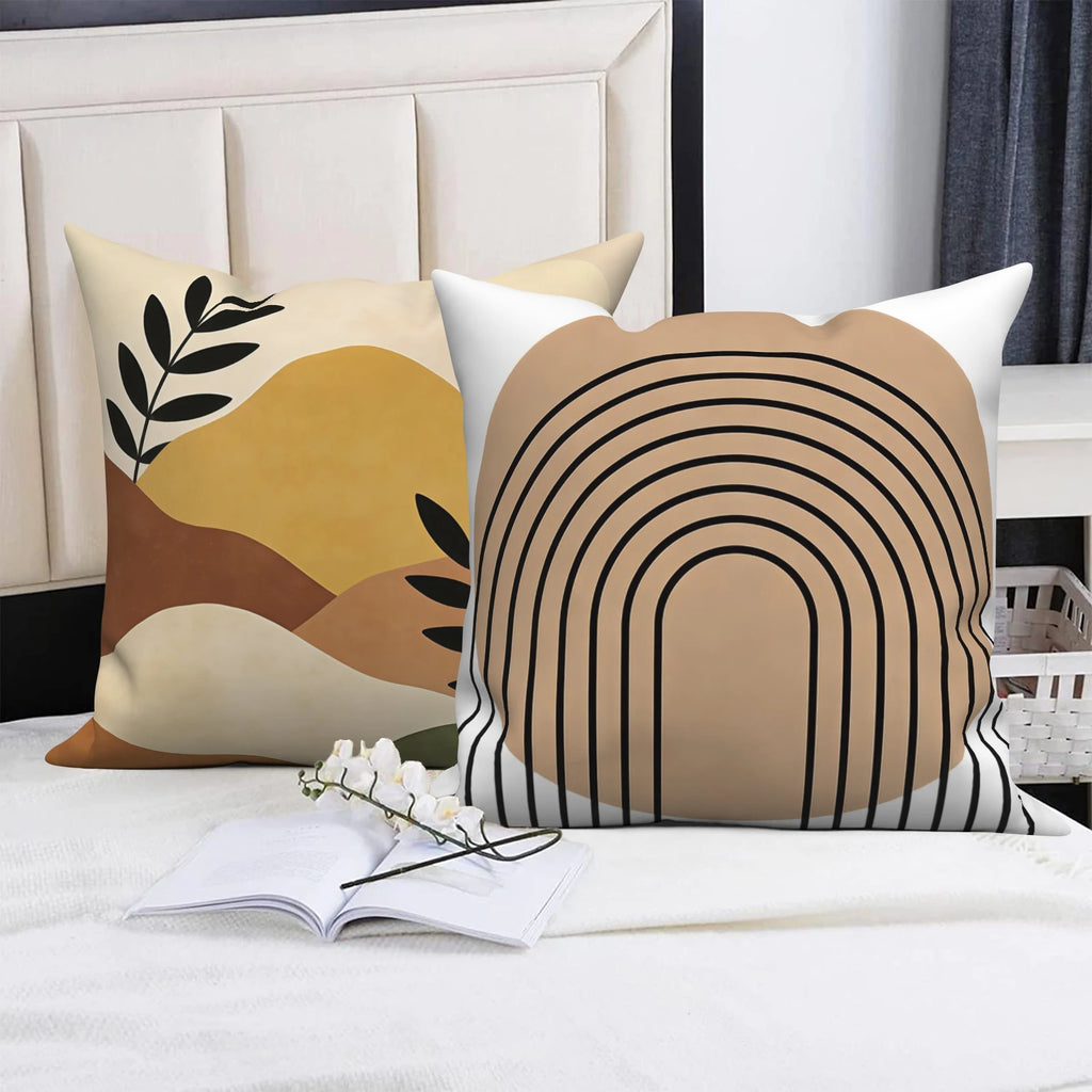 ☀️🌙🏔️ Boho Sun, Moon & Mountain Pillow Cover Set – Modern Abstract Throw Cushions (Set of 4)