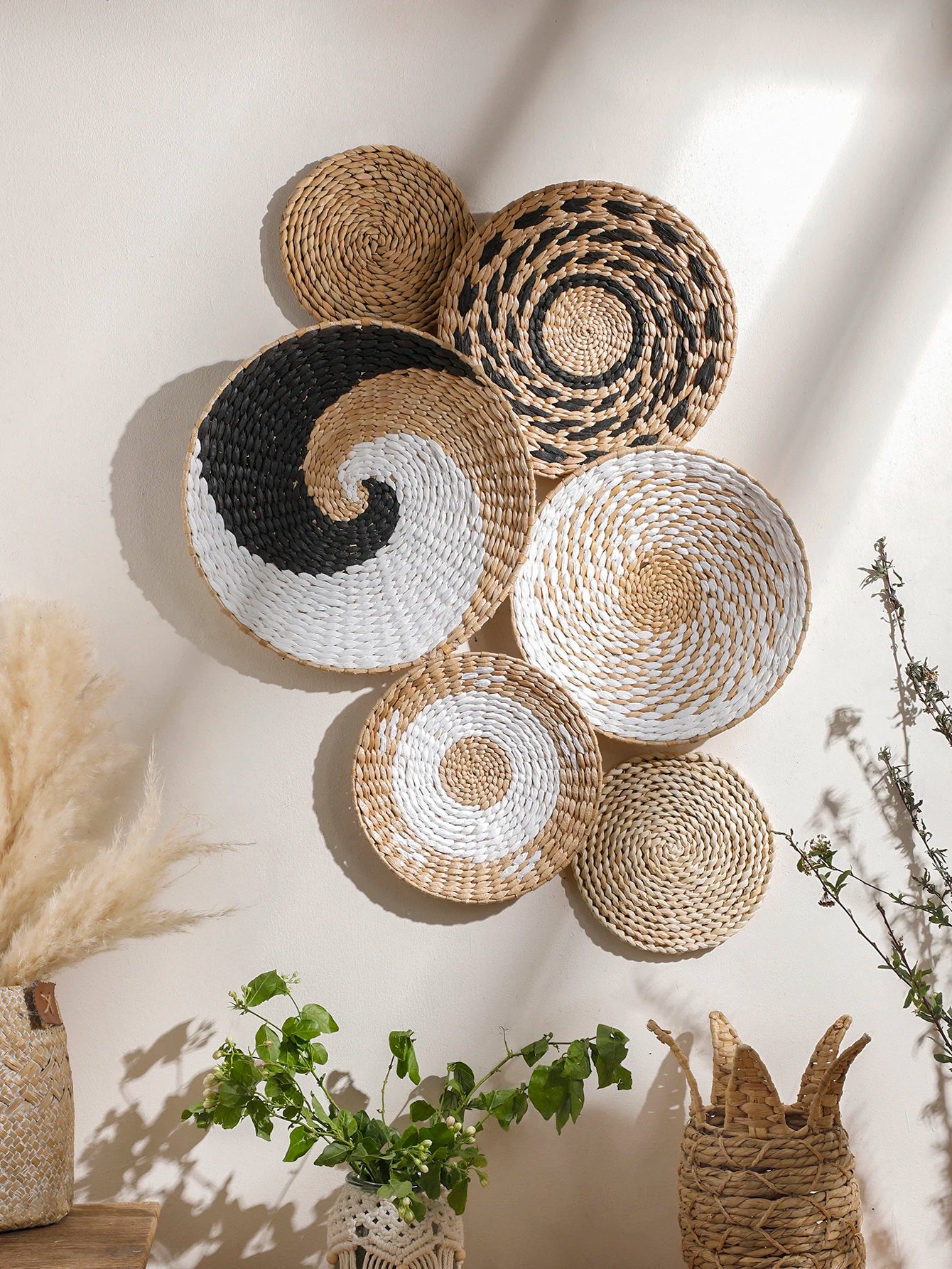 🌿🧺🤍 Boho Handwoven Seagrass Wall Basket – Natural Decorative Wall Art
