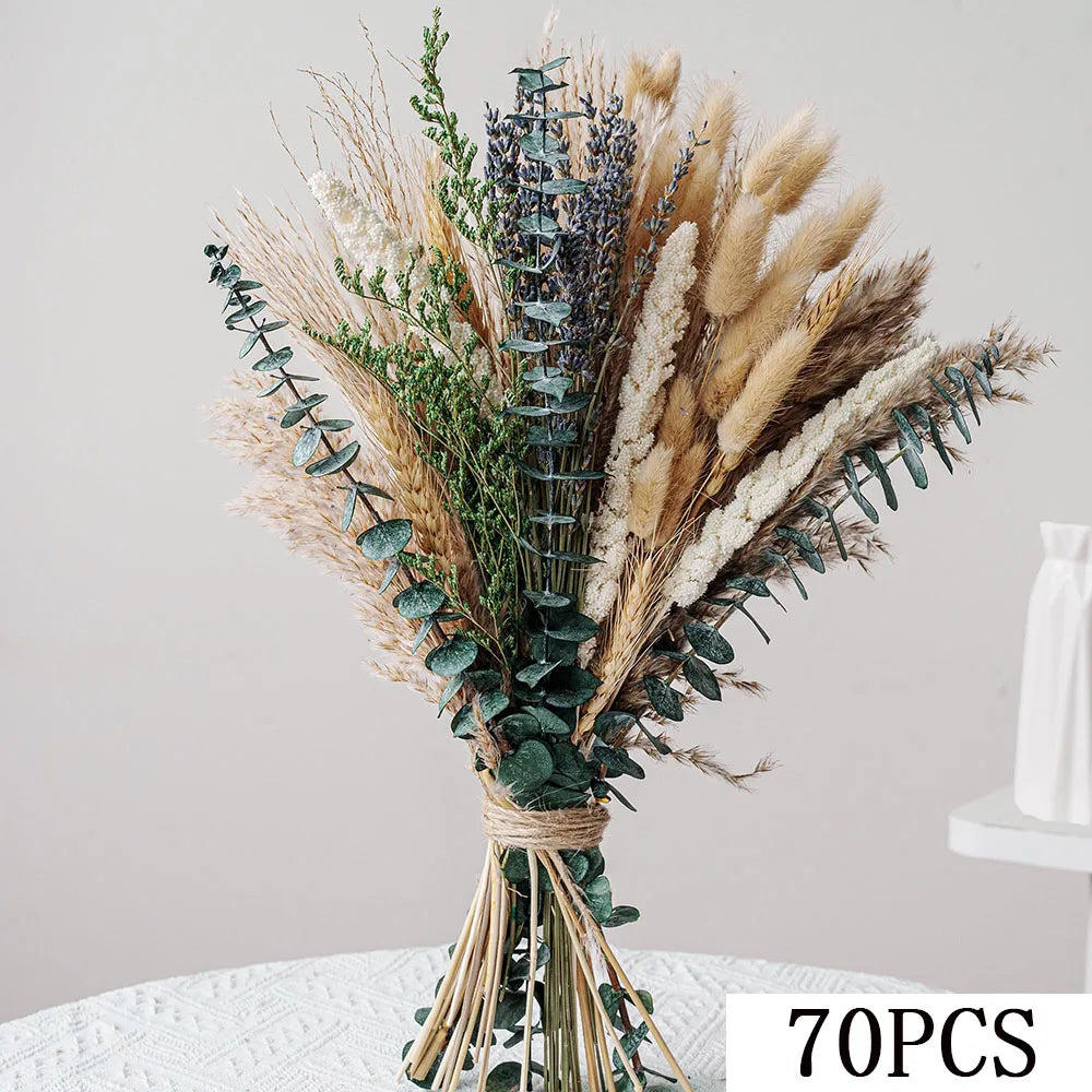 🌿🤍 Boho Dried Eucalyptus Bouquet – Natural Preserved Greenery Bundle (70 Stems)