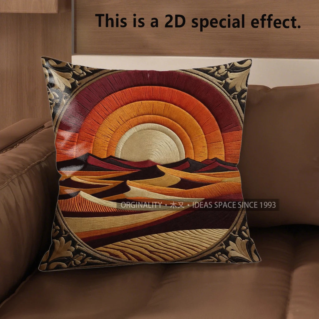 🌅🌿 Desert Sunset Boho Pillow Cover – Southwestern Decorative Throw Cushion