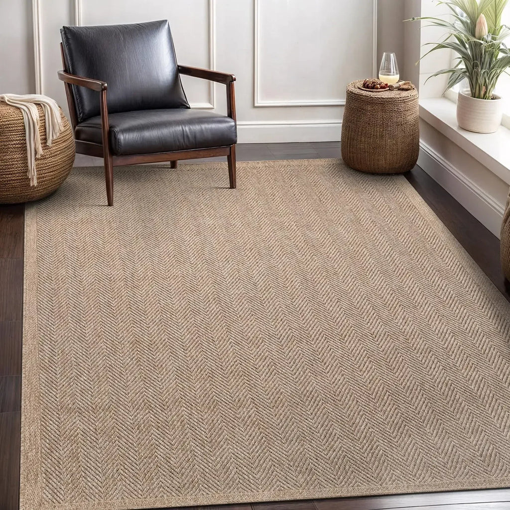 🌿🤍 Handwoven Seagrass Area Rug – Natural Fiber Indoor & Outdoor Carpet