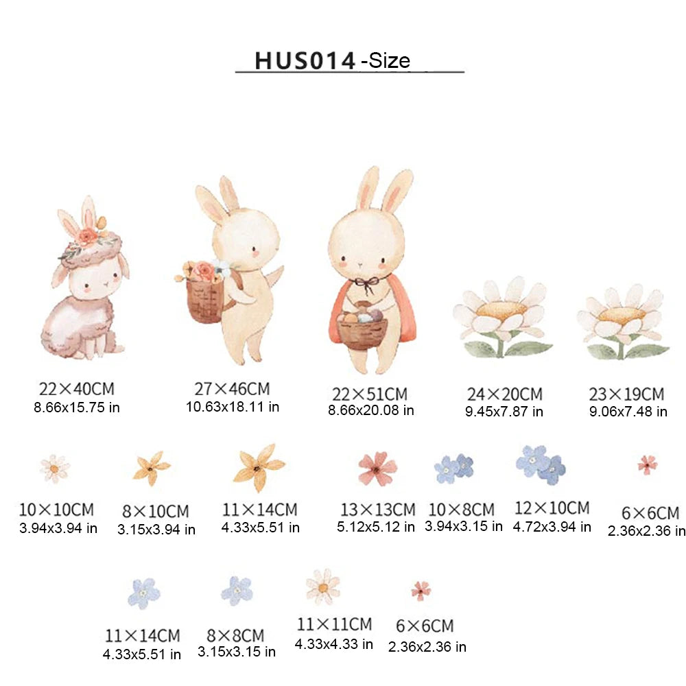 🐰🍄🌿 Boho Forest Friends Wall Decals – Woodland Nursery & Kids Room Wall Art