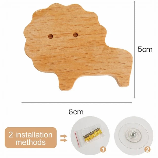 🌿 Woodland Animal Wall Hook – Decorative Wooden Coat & Key Holder