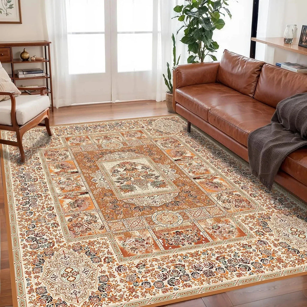 🌿🤍 Boho Non-Slip Area Rug – Soft Easy-Care Living Room & Bedroom Carpet