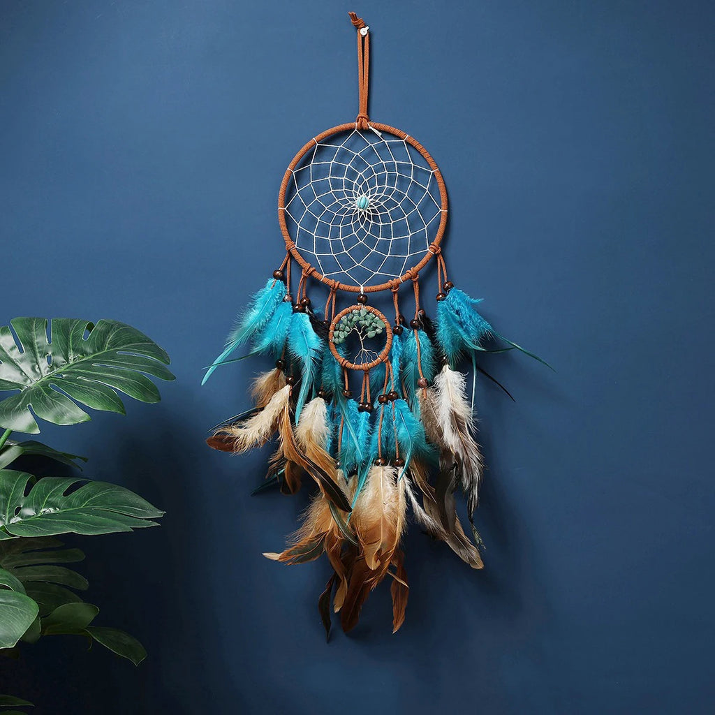 🪶🌙🤍 Boho Feather Dream Catcher – Handwoven Macramé Wall Hanging