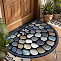 🌸🤍 Boho Half-Moon Doormat – Washable Non-Slip Entryway Rug