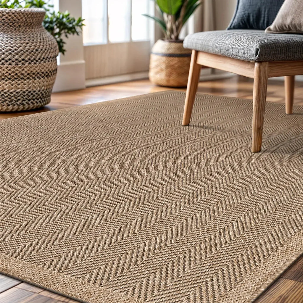 🌿🤍 Handwoven Seagrass Area Rug – Natural Fiber Indoor & Outdoor Carpet