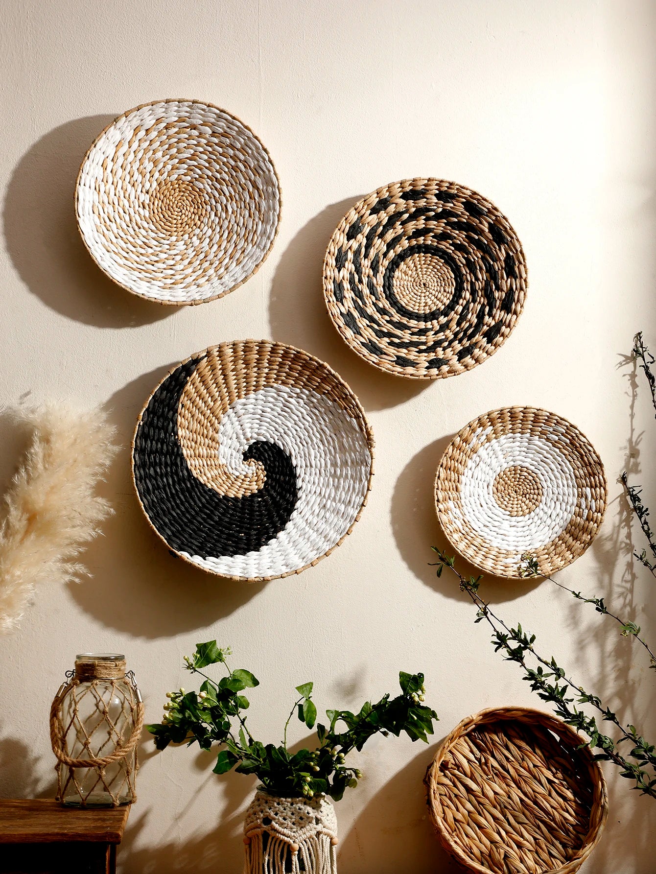 🌿🧺🤍 Boho Handwoven Seagrass Wall Basket – Natural Decorative Wall Art