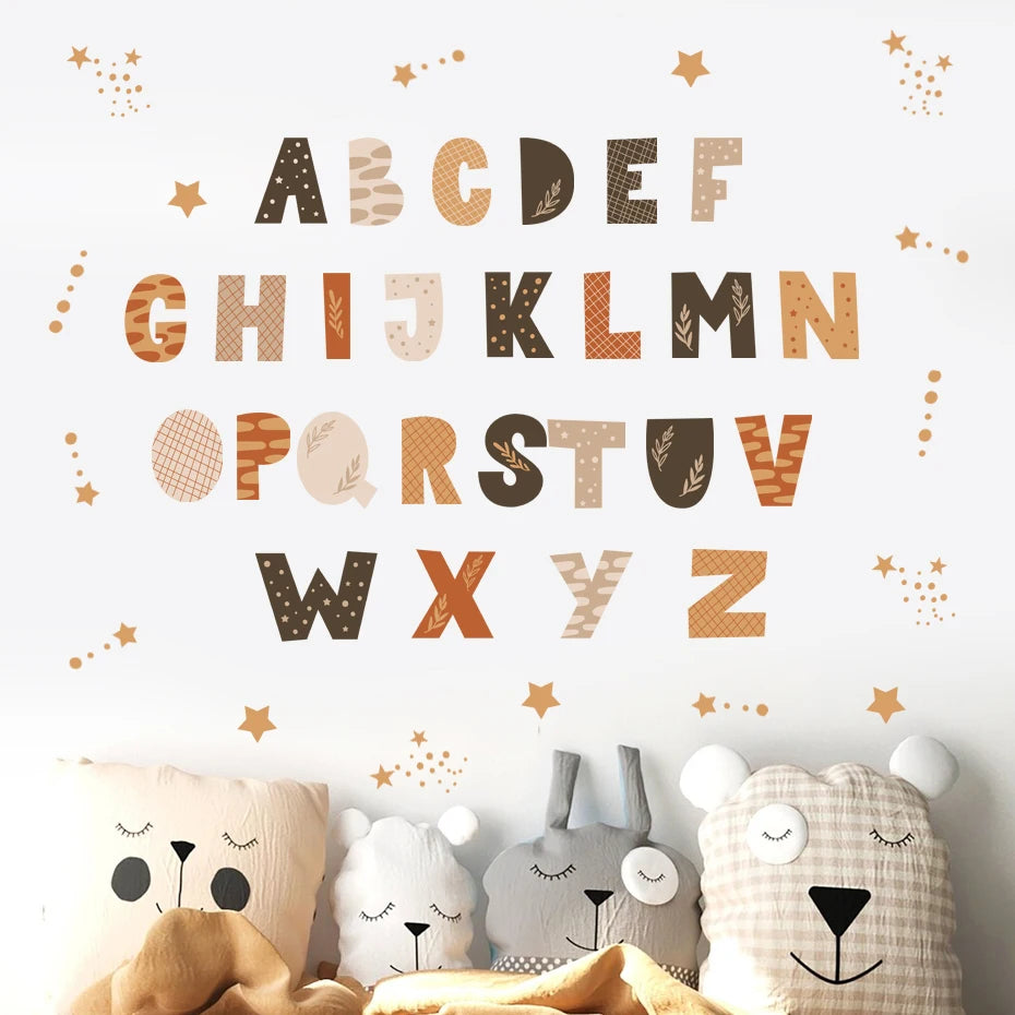 ⭐🔤🌈 Boho Alphabet Wall Decals – Watercolor Nursery & Kids Room Wall Art
