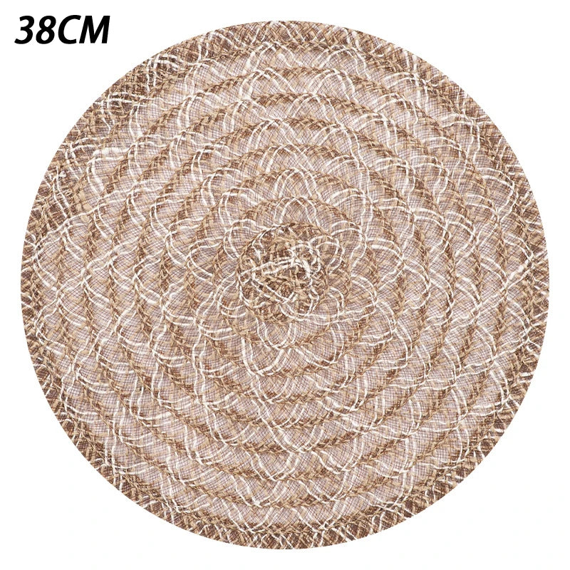 🌿🤍 Handwoven Jute Round Placemats – Boho Farmhouse Table Mats (Set)