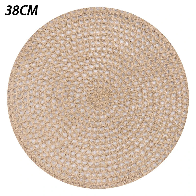 🌿🤍 Handwoven Jute Round Placemats – Boho Farmhouse Table Mats (Set)